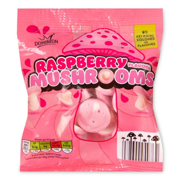 Dominion Raspberry Flavour Mushrooms 75g